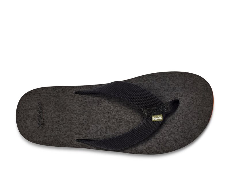 Sanuk Beer Cozy Stacker Webbing Men's Flip Flops Black | Canada 256JPQ